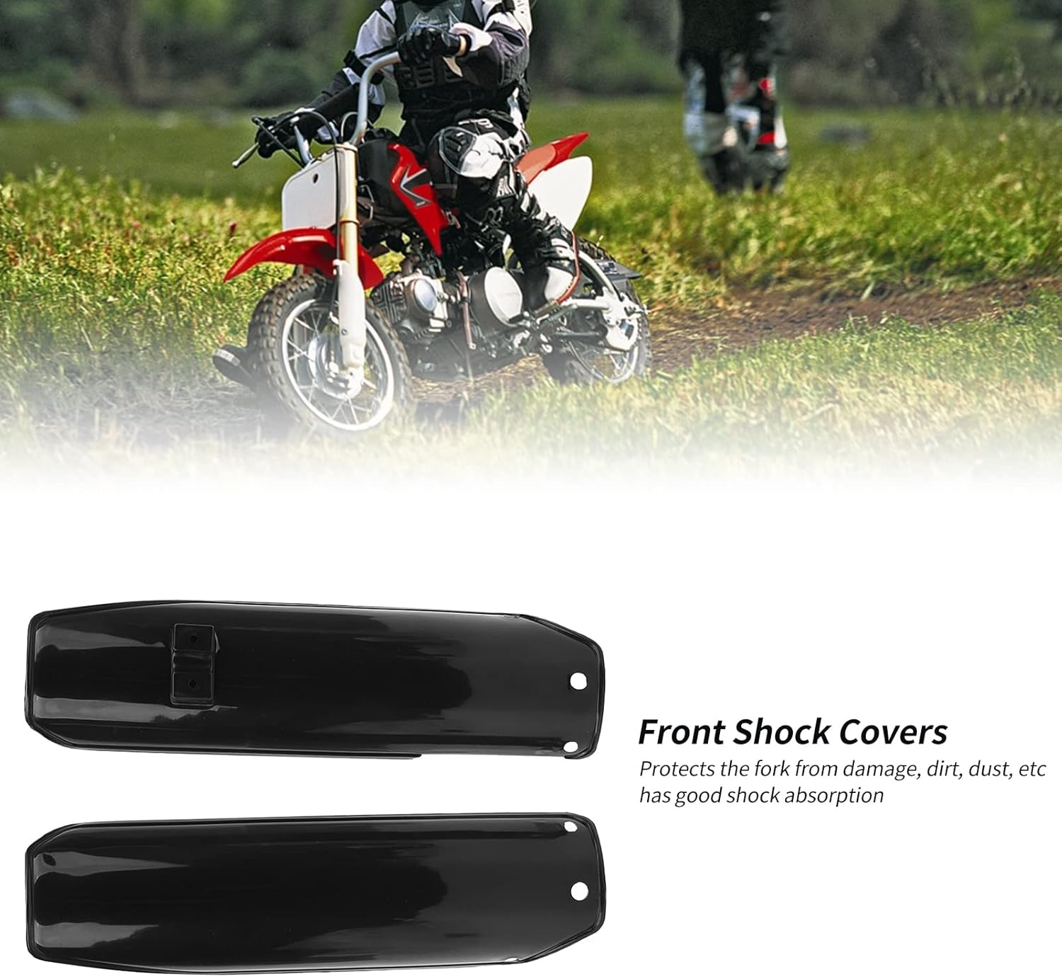 2pcs Fork Guards Covers, Impact Resistant Front Fork Support Guard, Front Shock Absorbing Cover for CRF50 CRF70 CRF80, Black